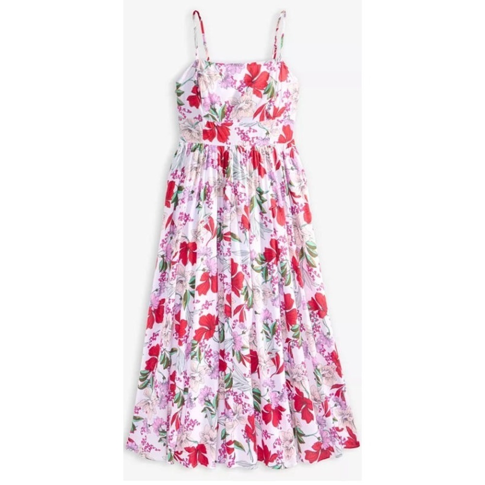 On 34th Women's Square Neck Sleeveless Floral Strappy Maxi Dress - White - Sz 14